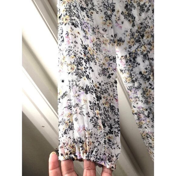 Torrid Floral Long-Sleeve Tie-Waist Dress With V-Neck & Elastic Cuffs Size L - Picture 5 of 14